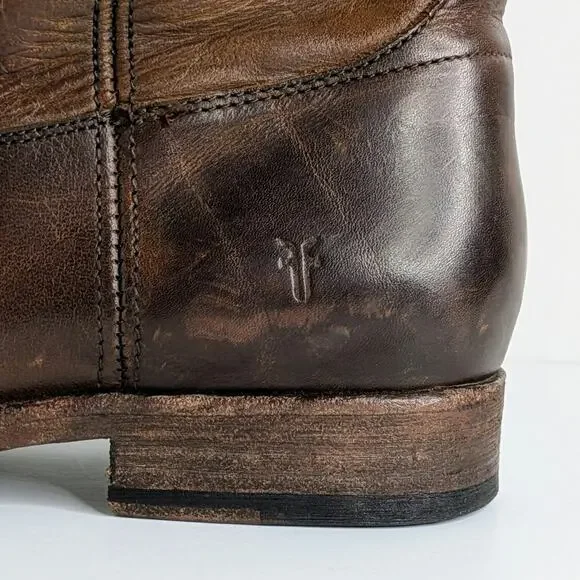 Frye Melissa Button Brown Leather Tall Boots 7.5 Equestrian Western Boho 77172 - Picture 4 of 16